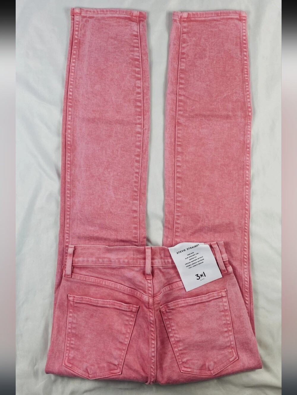 3x1 NYC Womens Slim Stevie Straight Leg Jeans Pink Denim Size 25